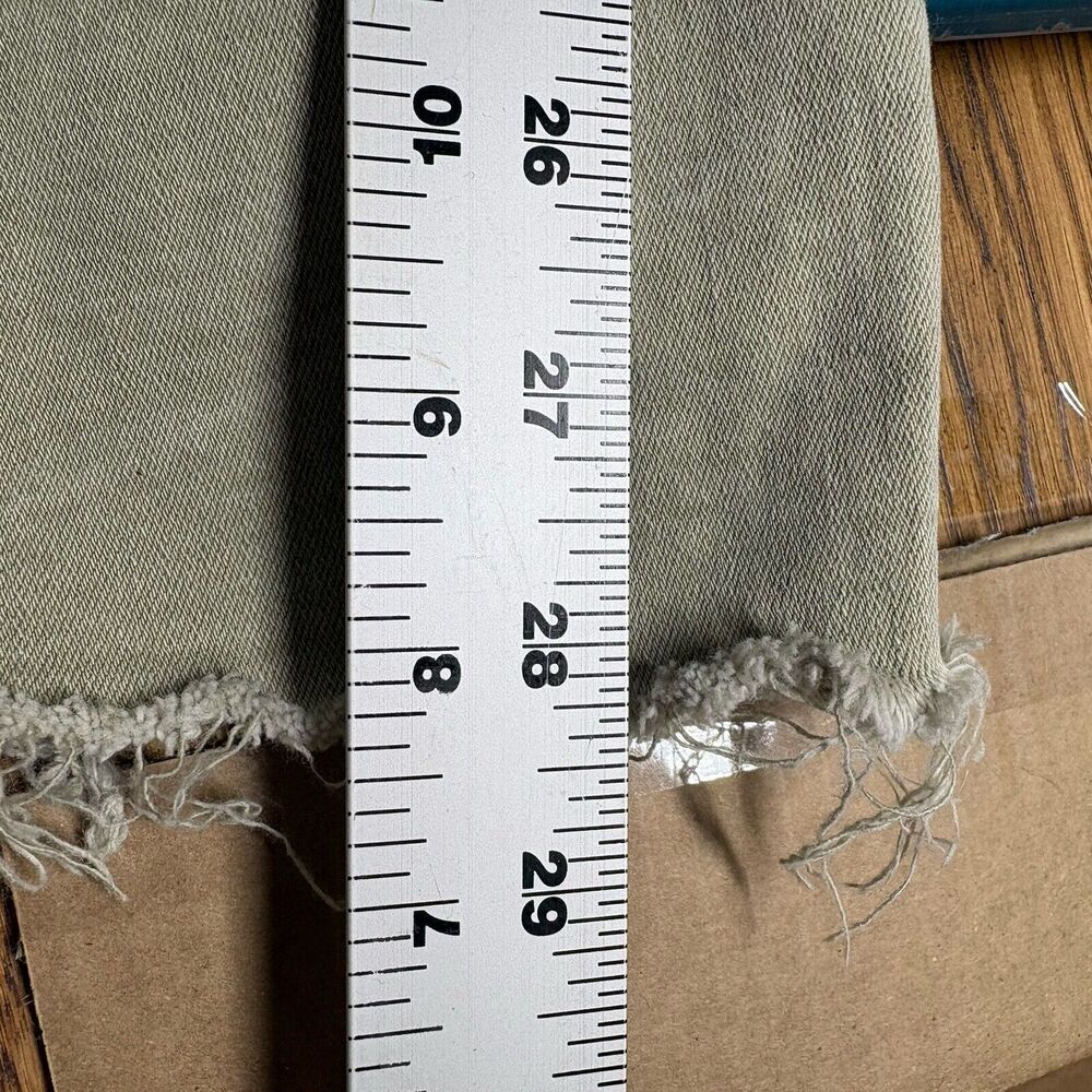 Oat Jeans Womens Size 12/31 Sage Green Cargo Raw Hem Utility Combat Trendy Wide - Picture 13 of 15